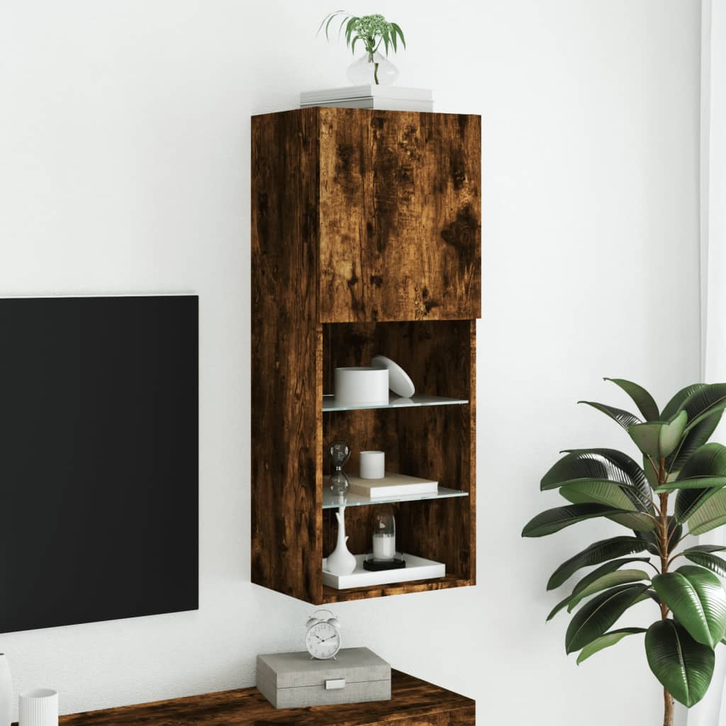 vidaXL TV-Schrank mit LED-Leuchten Räuchereiche 40,5x30x102 cm