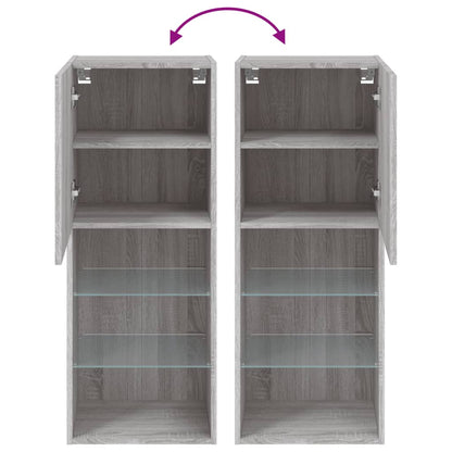 vidaXL TV-Schrank mit LED-Leuchten Grau Sonoma 40,5x30x102 cm
