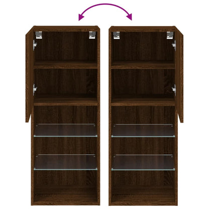 vidaXL TV-Schrank mit LED-Leuchten Braun Eichen-Optik 40,5x30x102 cm