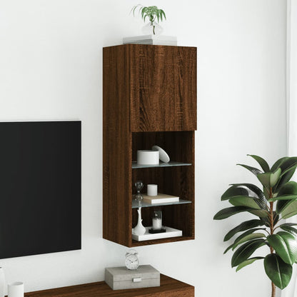 vidaXL TV-Schrank mit LED-Leuchten Braun Eichen-Optik 40,5x30x102 cm