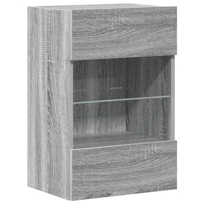 Wandschränke mit LED-Leuchten für TV 2 Stk. Grau Sonoma