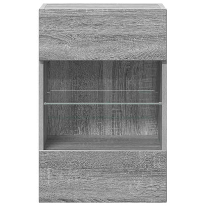 Wandschränke mit LED-Leuchten für TV 2 Stk. Grau Sonoma