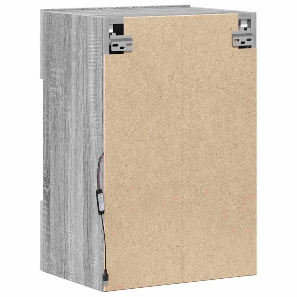 Wandschränke mit LED-Leuchten für TV 2 Stk. Grau Sonoma