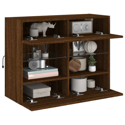 vidaXL TV-Wandschrank mit LED-Leuchten Braun Eichen-Optik