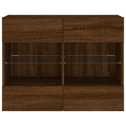 vidaXL TV-Wandschrank mit LED-Leuchten Braun Eichen-Optik