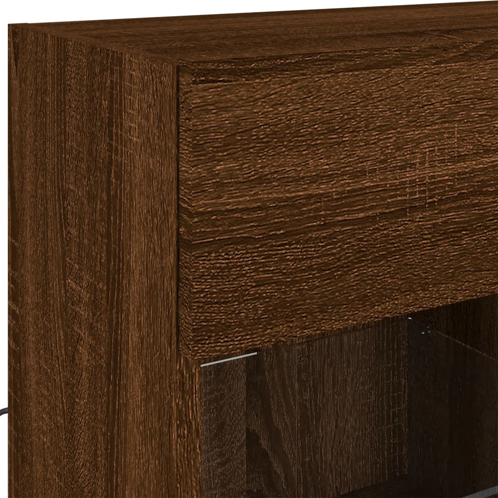 vidaXL TV-Wandschrank mit LED-Leuchten Braun Eichen-Optik