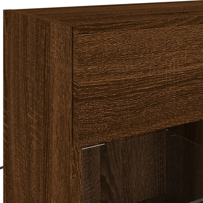 vidaXL TV-Wandschrank mit LED-Leuchten Braun Eichen-Optik