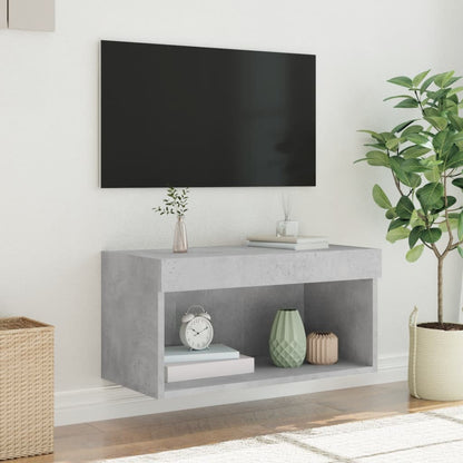 vidaXL TV-Schrank mit LED-Leuchten Betongrau 60x30x30 cm