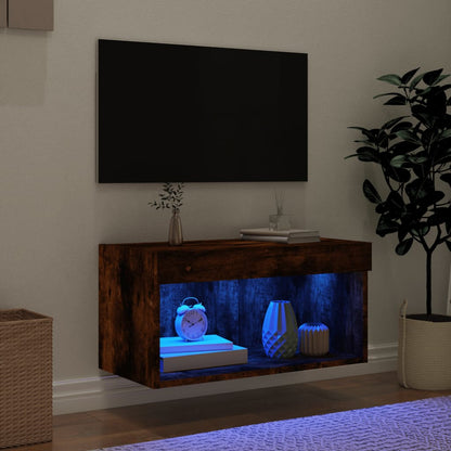 vidaXL TV-Schrank mit LED-Leuchten Räuchereiche 60x30x30 cm