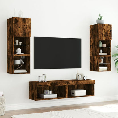 vidaXL TV-Schrank mit LED-Leuchten Räuchereiche 60x30x30 cm