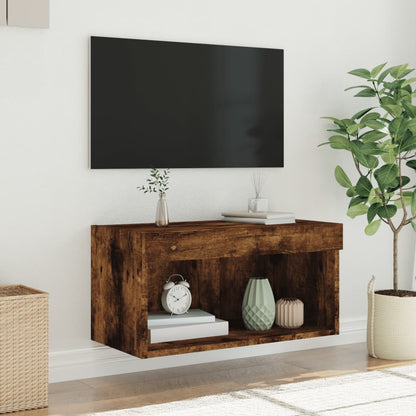 vidaXL TV-Schrank mit LED-Leuchten Räuchereiche 60x30x30 cm
