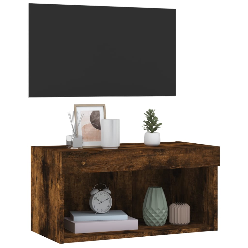 vidaXL TV-Schrank mit LED-Leuchten Räuchereiche 60x30x30 cm