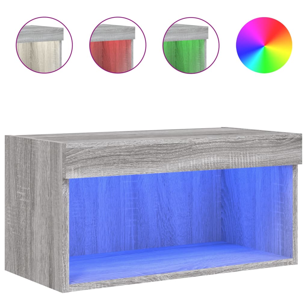 vidaXL TV-Schrank mit LED-Leuchten Grau Sonoma 60x30x30 cm