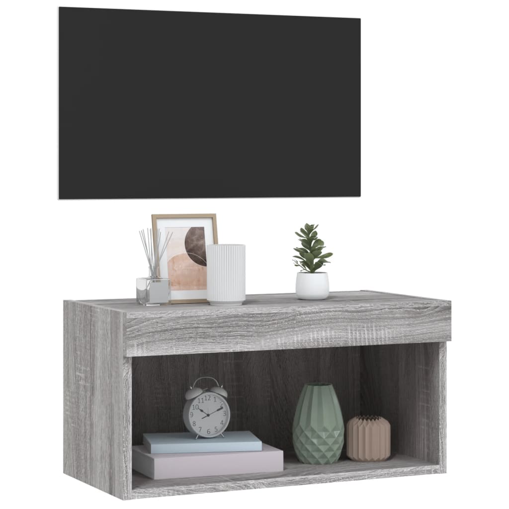 vidaXL TV-Schrank mit LED-Leuchten Grau Sonoma 60x30x30 cm