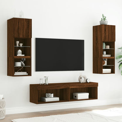Meuble TV vidaXL avec lumières LED marron aspect chêne 60x30x30 cm