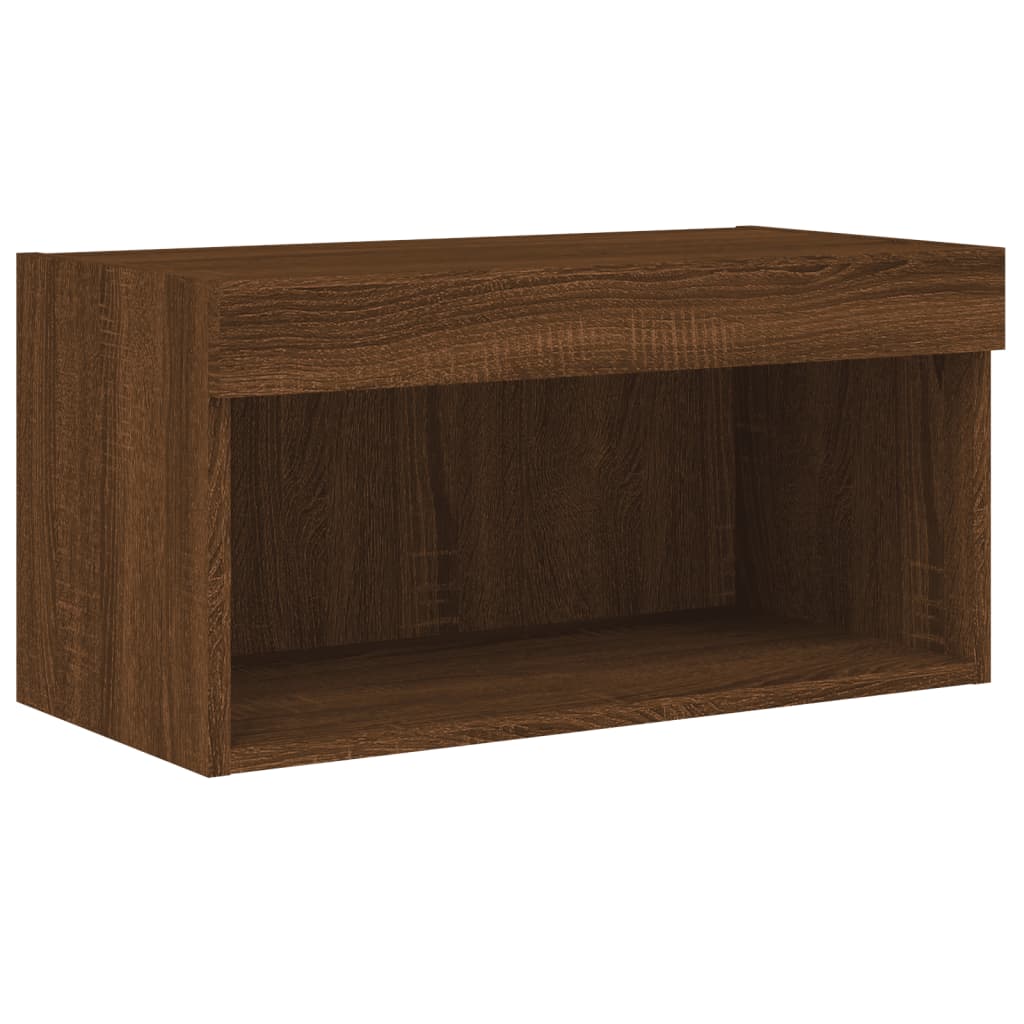 Meuble TV vidaXL avec lumières LED marron aspect chêne 60x30x30 cm