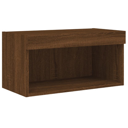 Meuble TV vidaXL avec lumières LED marron aspect chêne 60x30x30 cm