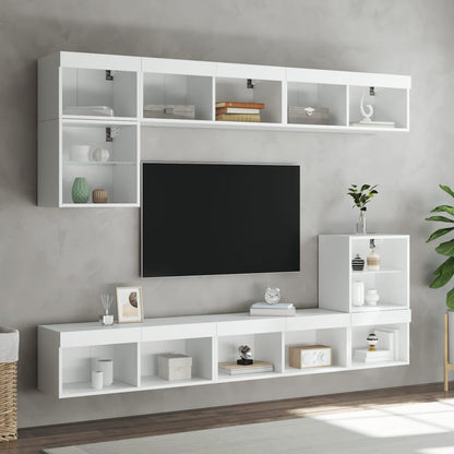 Meuble TV vidaXL avec lumières LED Blanc 80x30x30 cm