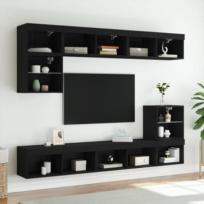 vidaXL TV-Schrank mit LED-Leuchten Schwarz 80x30x30 cm