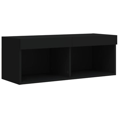 vidaXL TV-Schrank mit LED-Leuchten Schwarz 80x30x30 cm