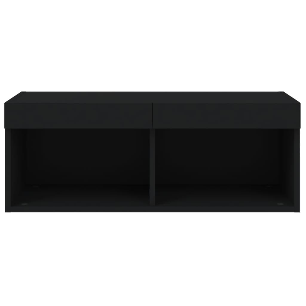 vidaXL TV-Schrank mit LED-Leuchten Schwarz 80x30x30 cm