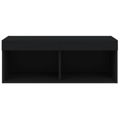 vidaXL TV-Schrank mit LED-Leuchten Schwarz 80x30x30 cm