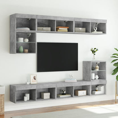 vidaXL Meuble TV avec lumières LED Gris béton 80x30x30 cm