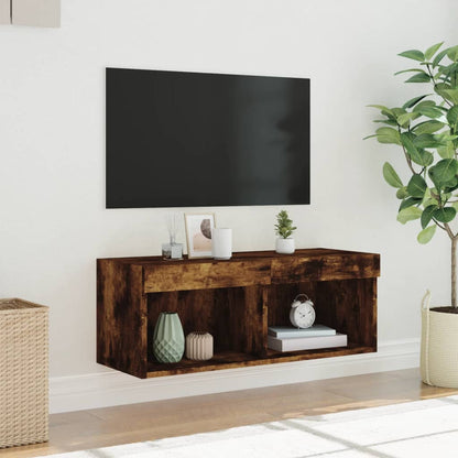 vidaXL TV-Schrank mit LED-Leuchten Räuchereiche 80x30x30 cm