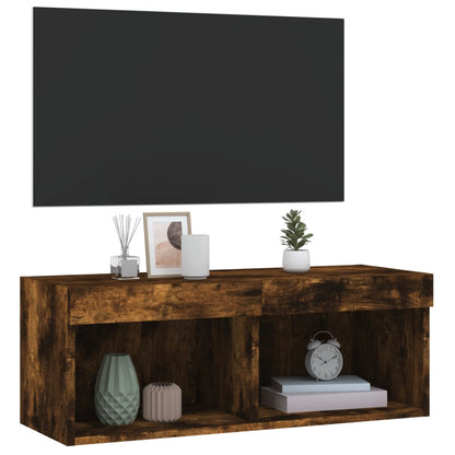 vidaXL TV-Schrank mit LED-Leuchten Räuchereiche 80x30x30 cm