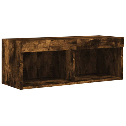 vidaXL TV-Schrank mit LED-Leuchten Räuchereiche 80x30x30 cm