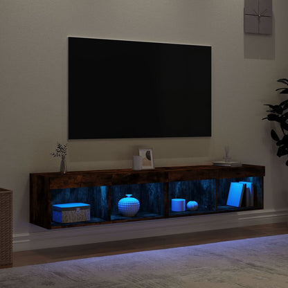 vidaXL TV-Schränke mit LED-Leuchten 2 Stk. Räuchereiche 80x30x30 cm