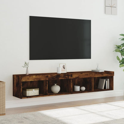vidaXL TV-Schränke mit LED-Leuchten 2 Stk. Räuchereiche 80x30x30 cm