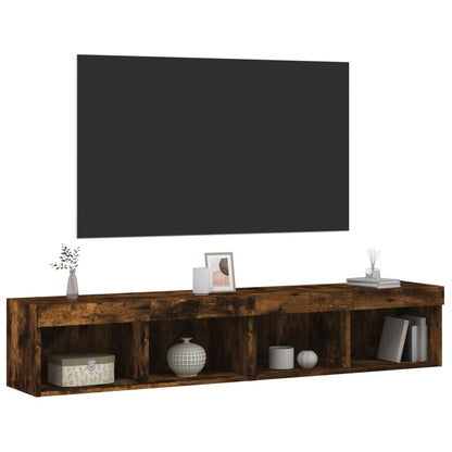 vidaXL TV-Schränke mit LED-Leuchten 2 Stk. Räuchereiche 80x30x30 cm