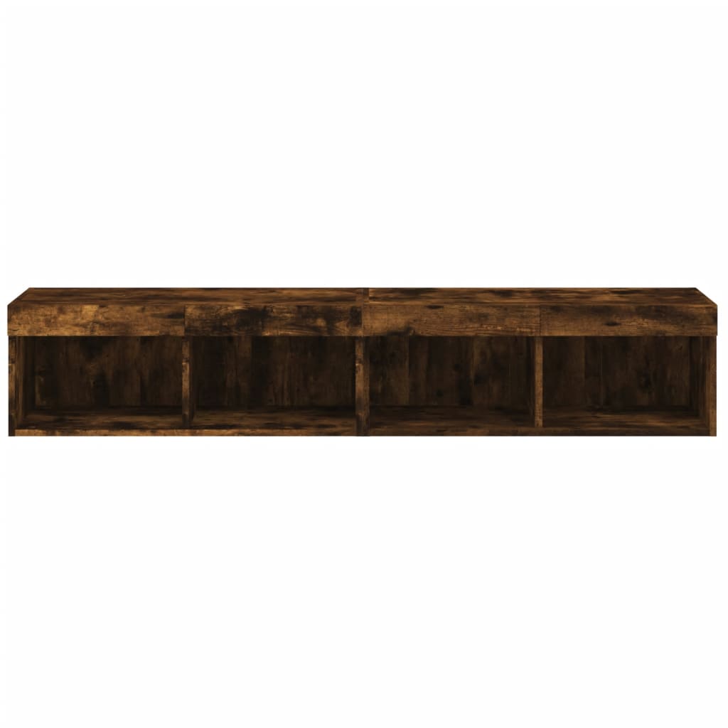 vidaXL TV-Schränke mit LED-Leuchten 2 Stk. Räuchereiche 80x30x30 cm