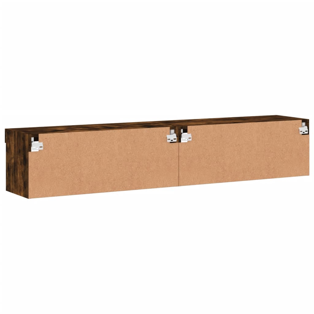 vidaXL TV-Schränke mit LED-Leuchten 2 Stk. Räuchereiche 80x30x30 cm