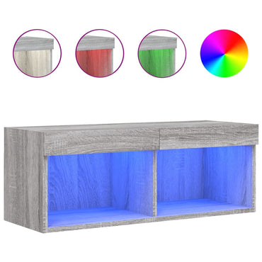 Meuble TV vidaXL avec lumières LED gris Sonoma 80x30x30 cm