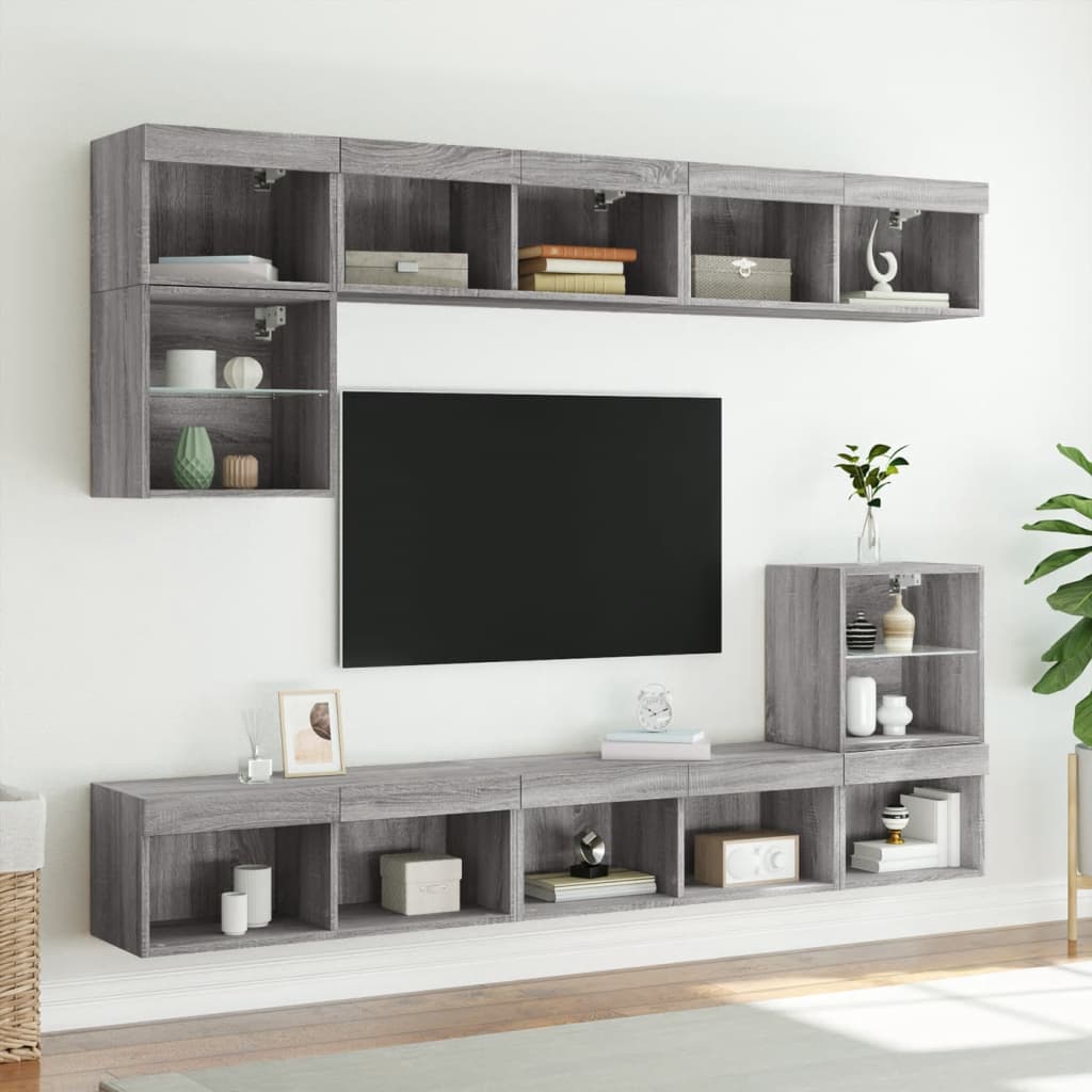 Meuble TV vidaXL avec lumières LED gris Sonoma 80x30x30 cm