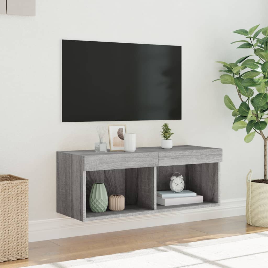 Meuble TV vidaXL avec lumières LED gris Sonoma 80x30x30 cm