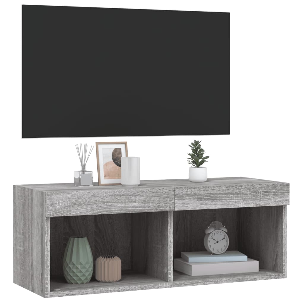 Meuble TV vidaXL avec lumières LED gris Sonoma 80x30x30 cm