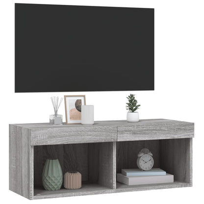 Meuble TV vidaXL avec lumières LED gris Sonoma 80x30x30 cm