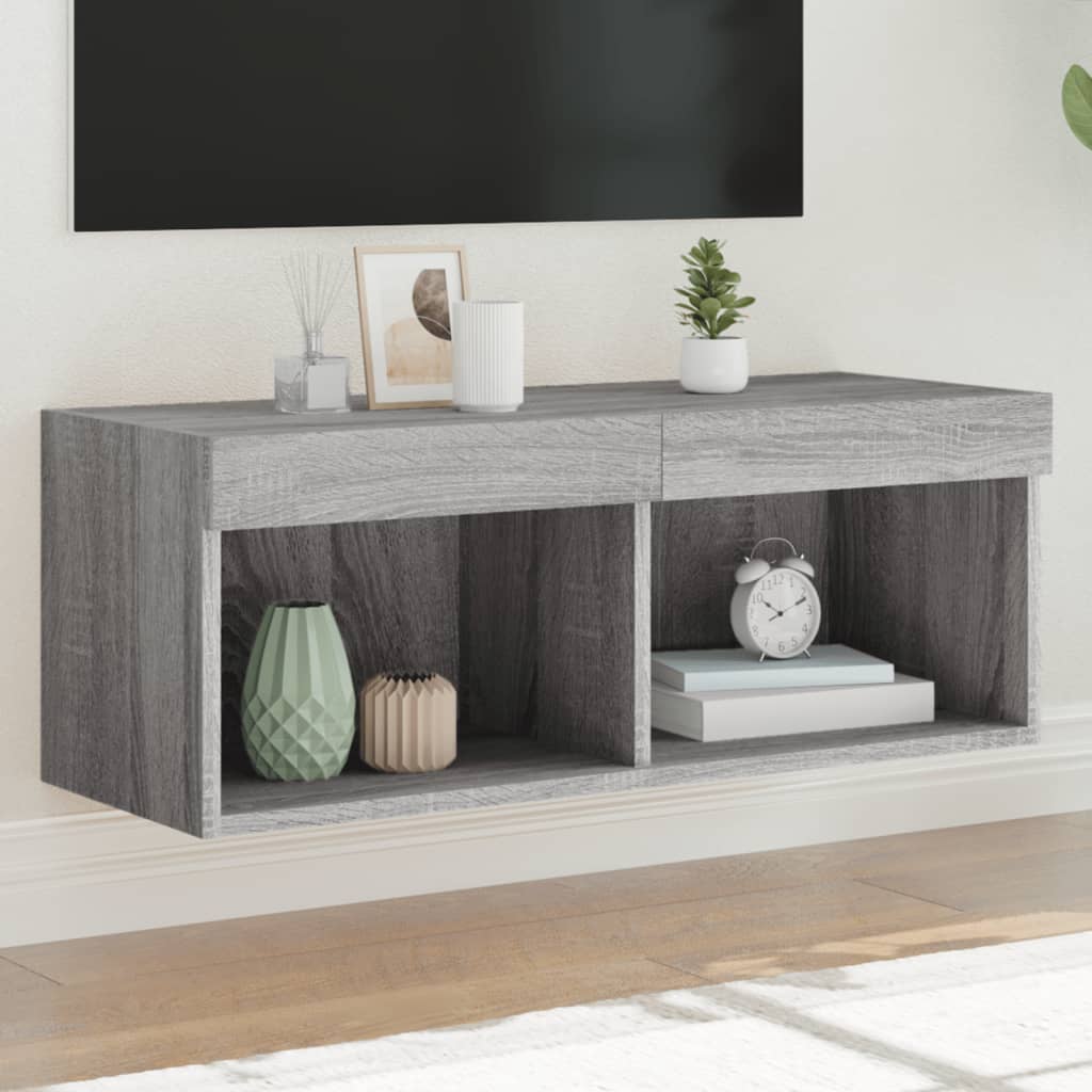 Meuble TV vidaXL avec lumières LED gris Sonoma 80x30x30 cm
