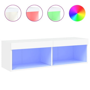 vidaXL TV-Schrank mit LED-Leuchten Weiß 100x30x30 cm