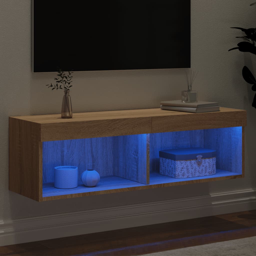 vidaXL TV-Schrank mit LED-Leuchten Sonoma-Eiche 100x30x30 cm