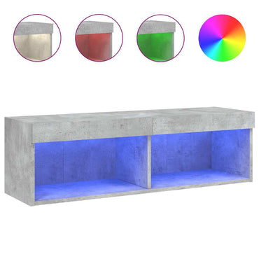 vidaXL Meuble TV avec lumières LED Gris béton 100x30x30 cm