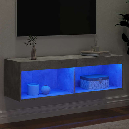 vidaXL Meuble TV avec lumières LED Gris béton 100x30x30 cm
