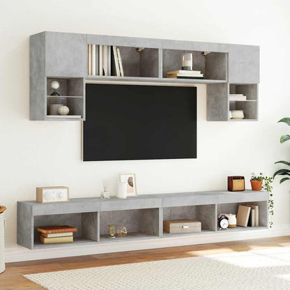 vidaXL Meuble TV avec lumières LED Gris béton 100x30x30 cm