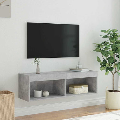 vidaXL Meuble TV avec lumières LED Gris béton 100x30x30 cm