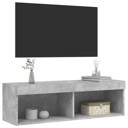 vidaXL Meuble TV avec lumières LED Gris béton 100x30x30 cm