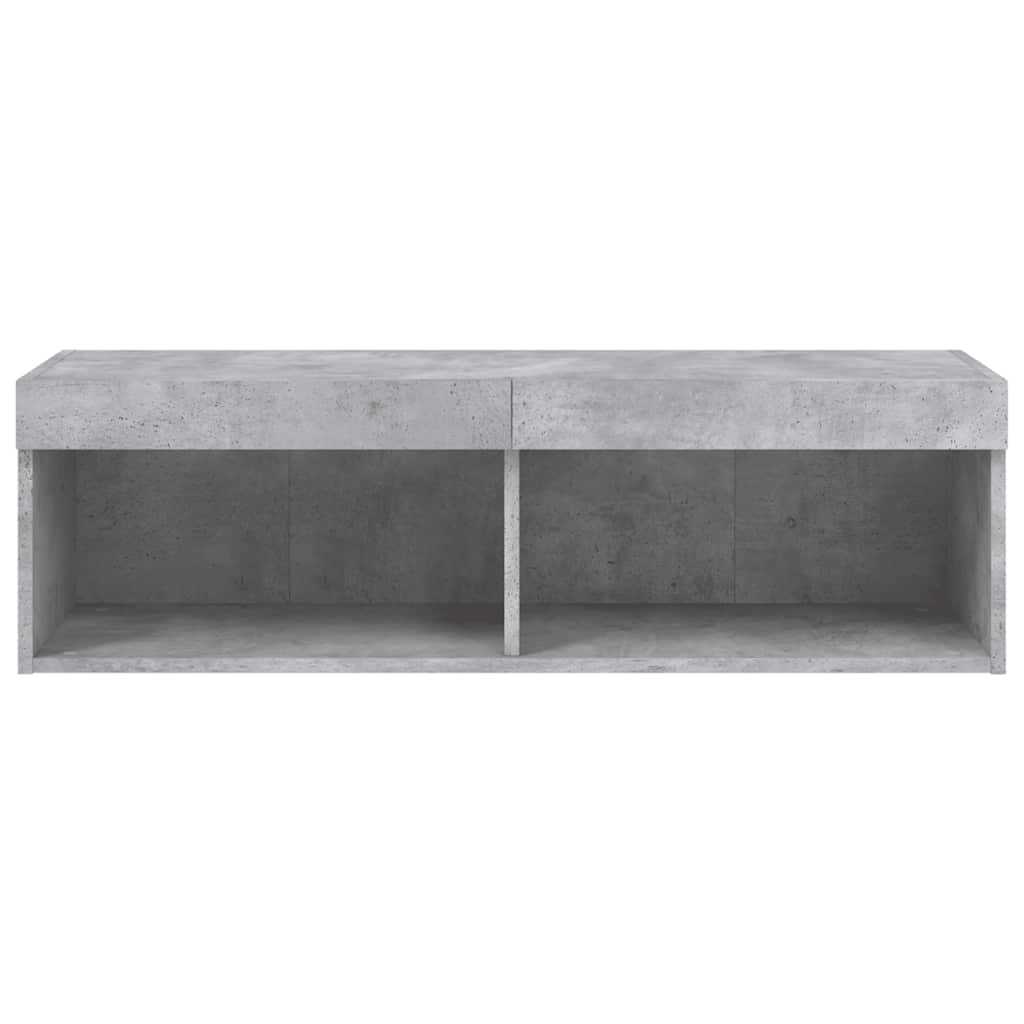 vidaXL Meuble TV avec lumières LED Gris béton 100x30x30 cm