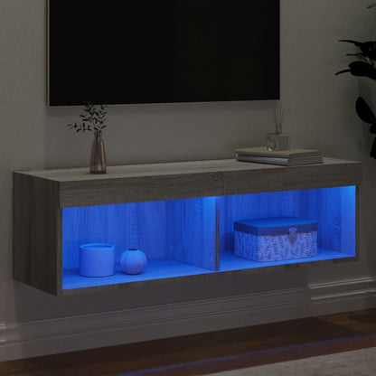 vidaXL TV-Schrank mit LED-Leuchten Grau Sonoma 100x30x30 cm